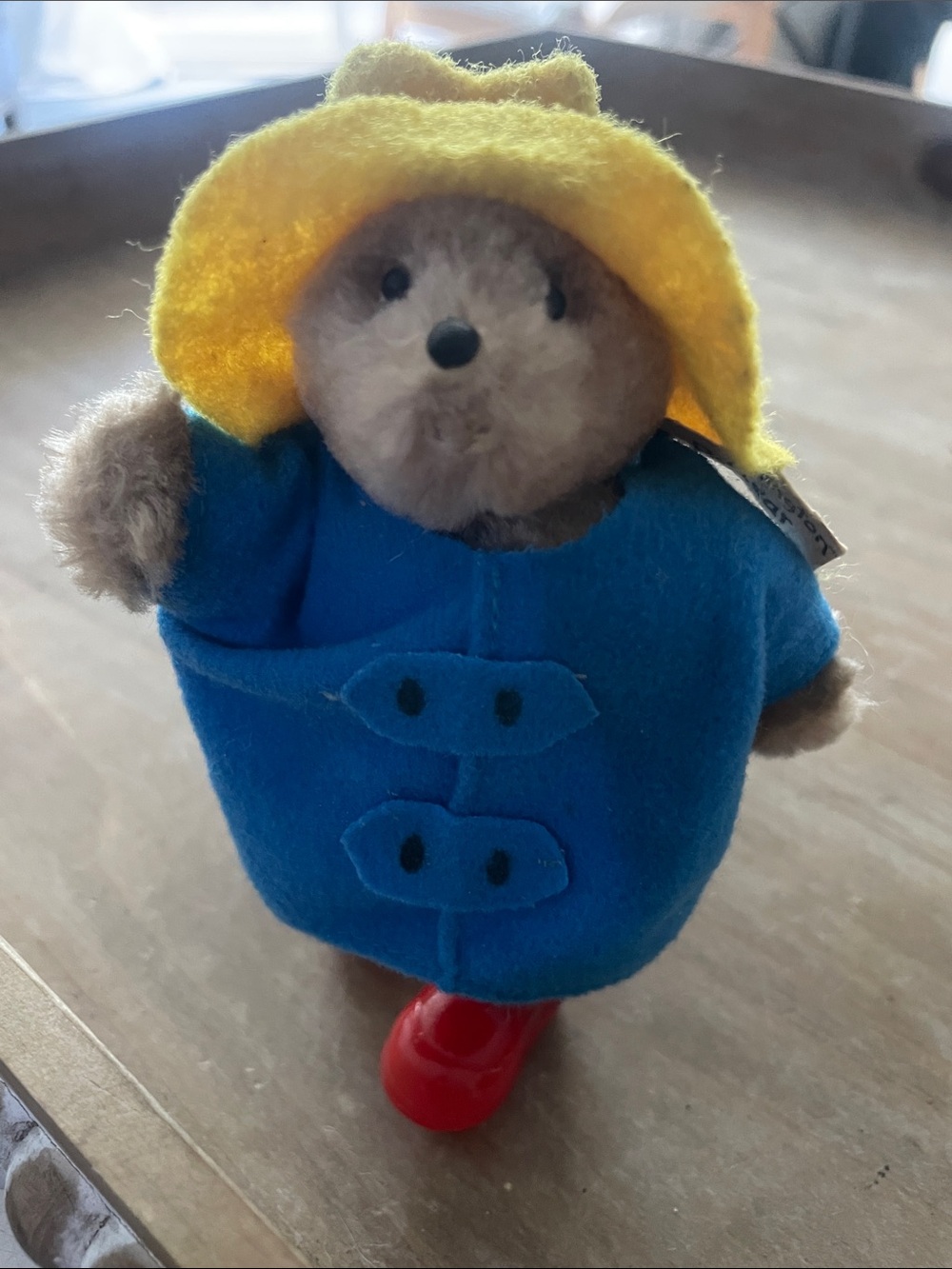 Vintage 1994 Paddington Bear Small Toy in Blue Coat and Yellow Hat 5 inches